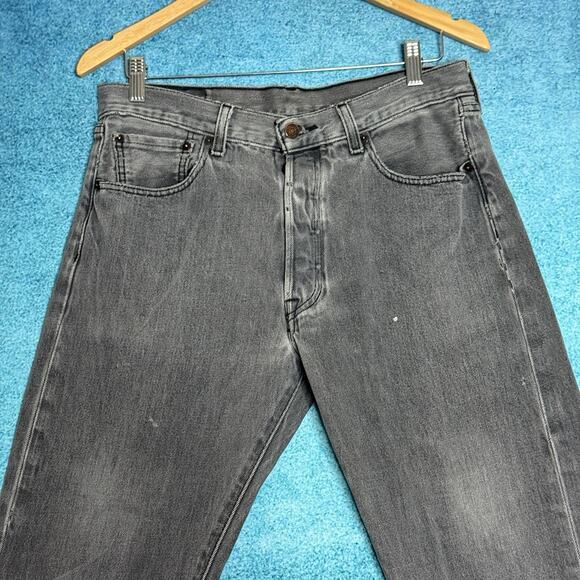 Levi’s 501 Men’s Jeans 34x30 Gray Straight Leg Button Fly Denim Fits 32x25.5 - Picture 14 of 16